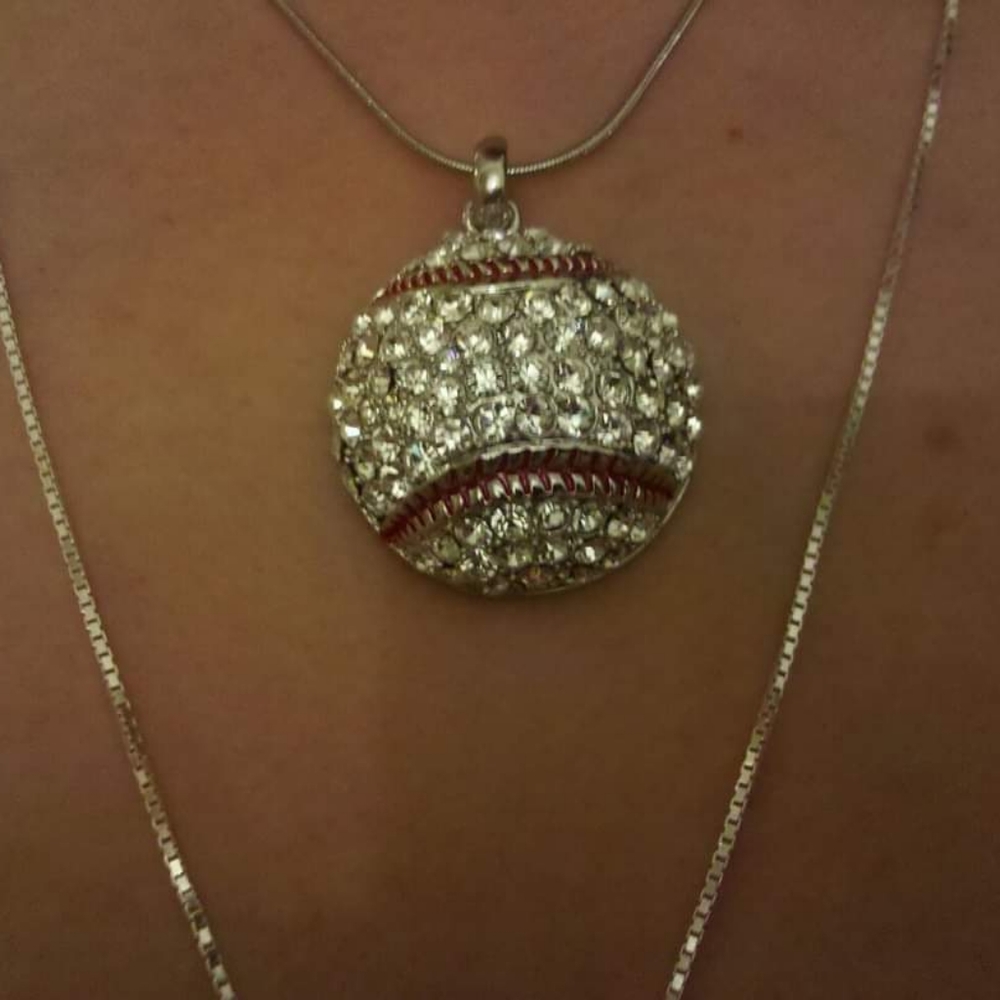 Baseball rhinestone necklace